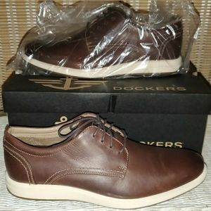 Dockers Mens Parkview Brown Leather Dress Shoes 11